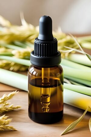 Pure Lemongrass Essential Oil with a fresh citrus aroma. Ideal for aromatherapy, skincare, haircare, massage, and natural home cleansing. Chemical-free and long-lasting.